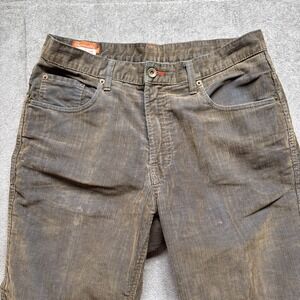 Green Iridescent Corduroy Pants Men's 32x28 Slim Fit Dressy Italy‎ Style